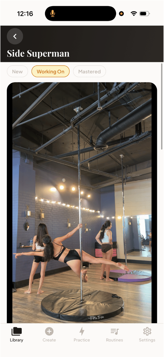 the exact move pulled up in FlowVault, with its clip and notes